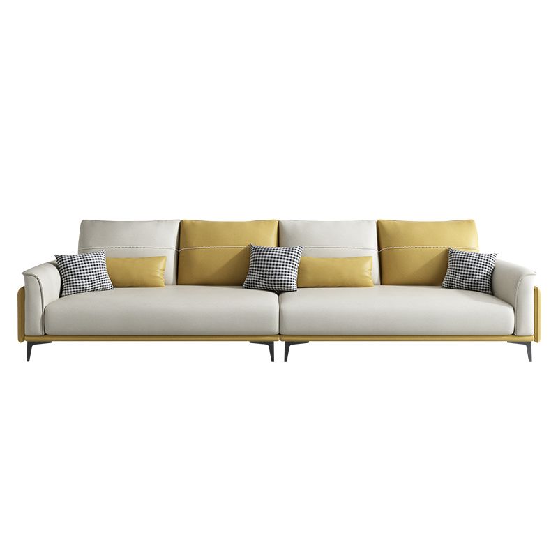 Stain Resistant Slipcovered Faux Leather Flared Arm White Seating