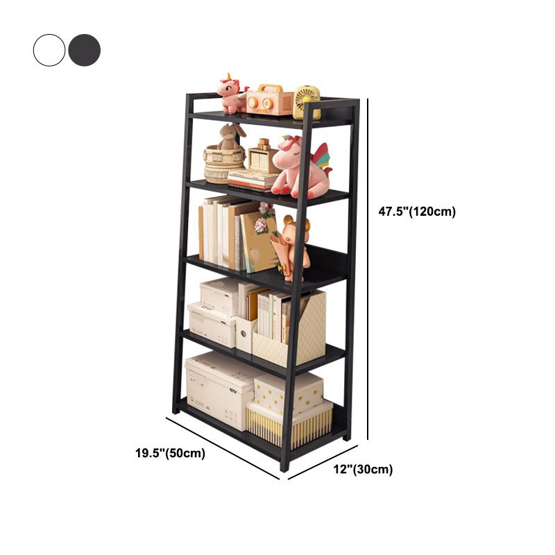 11.8"W Metal Ladder Shelf Bookcase Modern Vertical Open Back Book Shelf