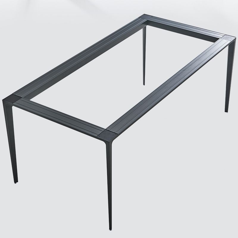 Grey Sintered Stone Top Dining Table Rectangle Table with Metal Base and 4 Legs