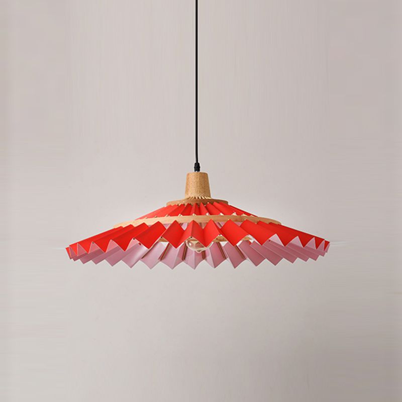 Umbrella Shaped Suspension Lamp Bamboo 1-Light Tea Room Hanging Light Fixture