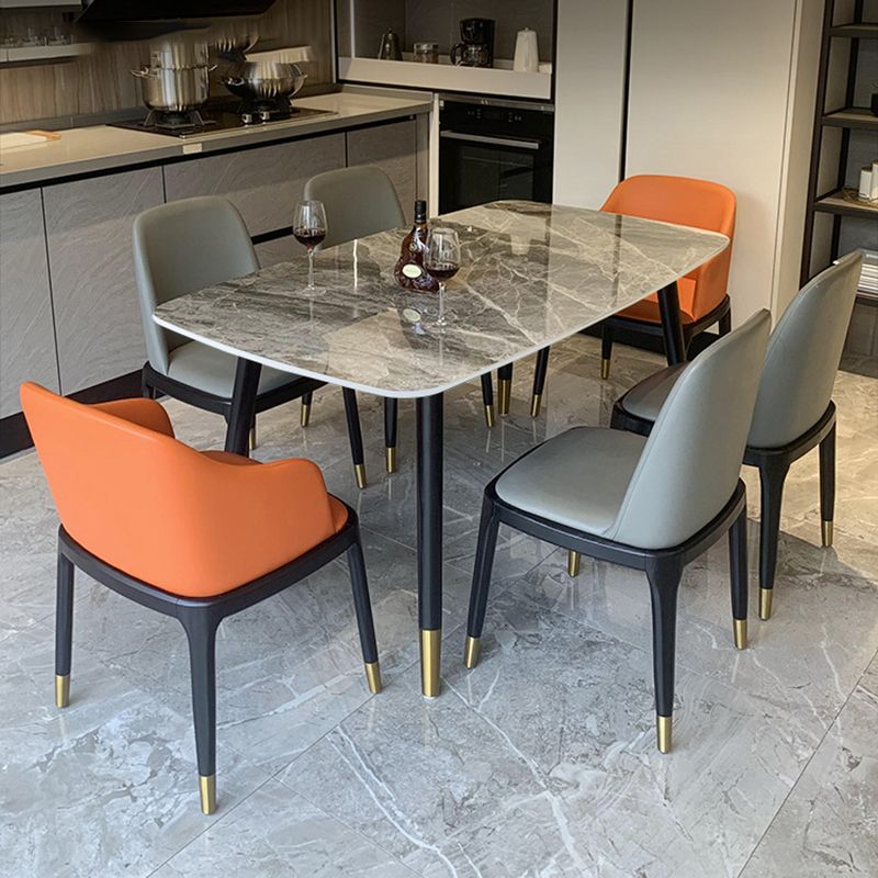 Mid-Century Modern Dining Table Stone Top Dining Table with 4 Legs