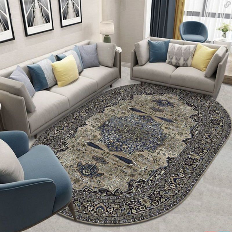 Beige Vintage Rug Polyester Graphic Rug Washable Area Rug for Living Room