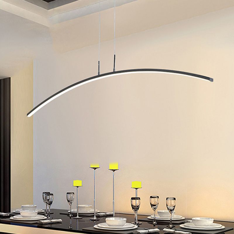 Black/White Arched Island Lighting Simple Style Acrylic LED Hanging Pendant Light in Warm/White Light