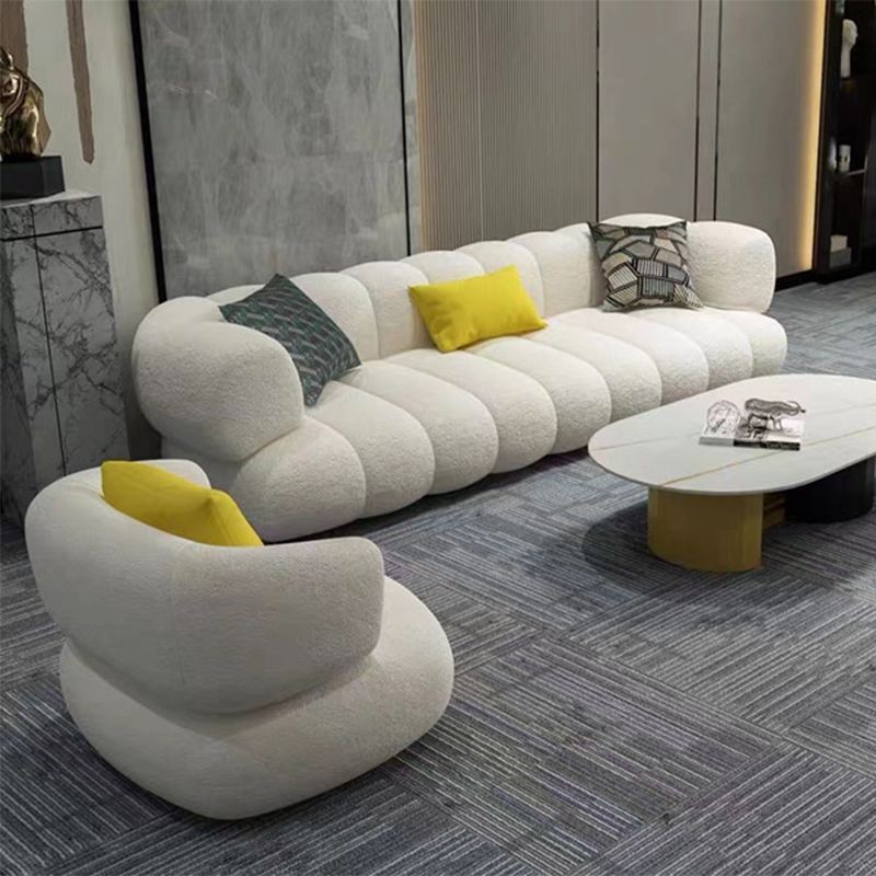 Wool Recessed Arm Sofa Contemporary Standard Sofa for Living Room
