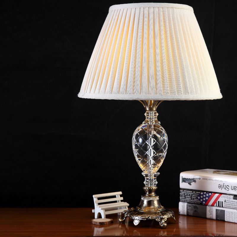 Lampe de bureau en tissu plissé moderne 1 tête de tête en blanc