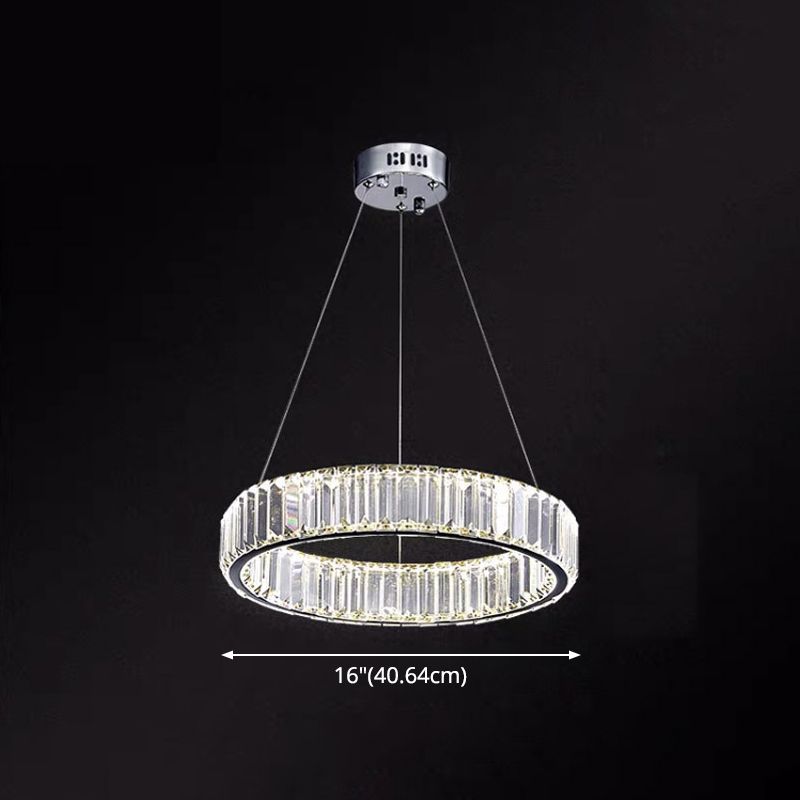 Ultra-modern Ring LED Chandelier Lamp Crystal Suspension Pendant Light for Living Room