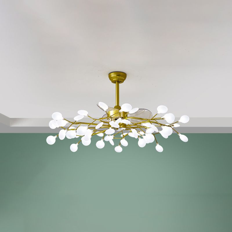 3-Blade Acryl Firefly Deckenlüfter Leicht minimalistische LED-Semi-Flush für Wohnzimmer