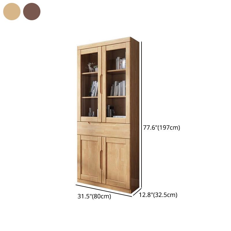 Contemporary Style Bookshelf Solid Wood with Door Bookcase for Office Study Room