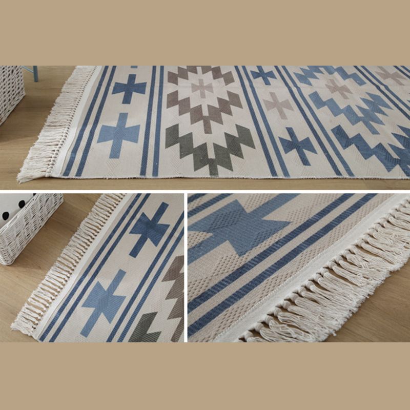 Minimalistischer Normatic Tribe-Teppich, mehrfarbiger Baumwollteppich, pflegeleichter Teppich für die Heimdekoration