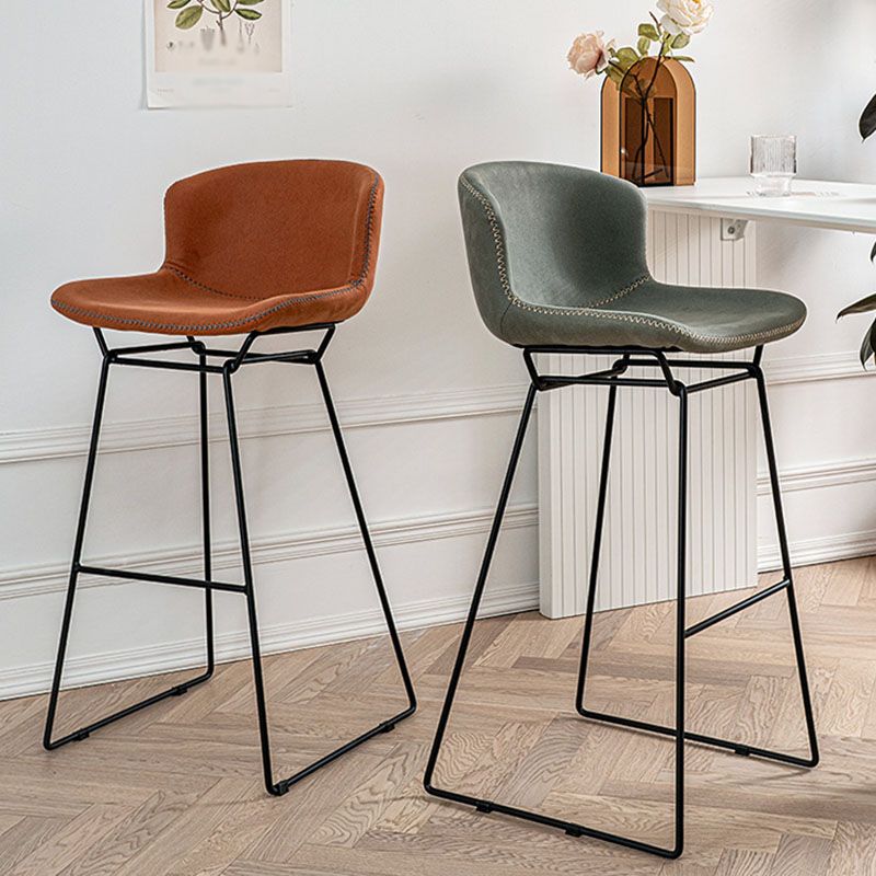 Scandinavian Footrest Living Room Stool Matte Finish PU Leather Barstool