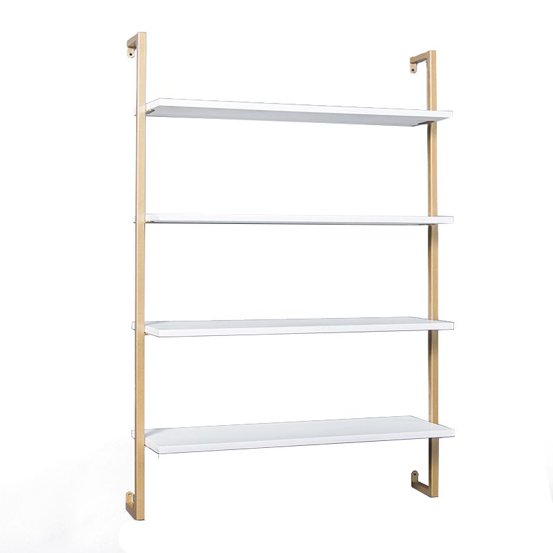 Contemporary Wall Unit Bookcase Metal Frame Pine Wood Shelf Bookshelf