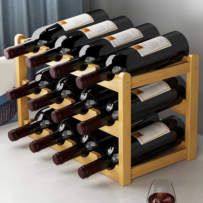 Countertop Modern Wine Rack Solid Wood Wine Bottle Rack for Living Room