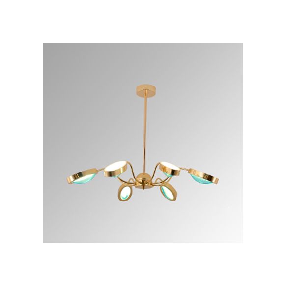 Trommel kroonluchter hanglamp met ovale glazen schaduw postmodern metaal 6/8 lichten goudhangend plafondlicht voor woonkamer