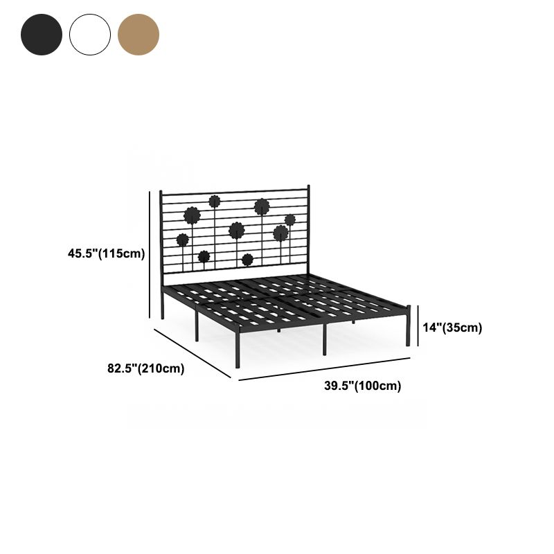 Glam Open-Frame Bed Metal Rectangular Headboard Standard Bed