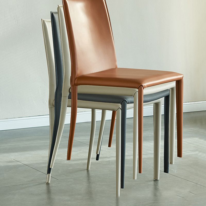 Modern Leather Side Chair Solid Back Dining Chair for Dining Room