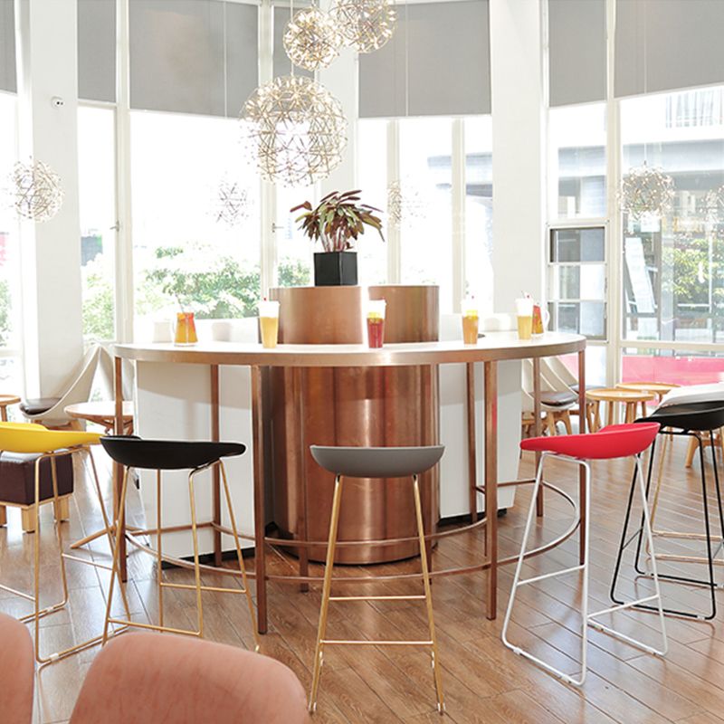 Contemporary Plastic Armless Bar Stool Low Back Bar Height Stool with Metal Frame