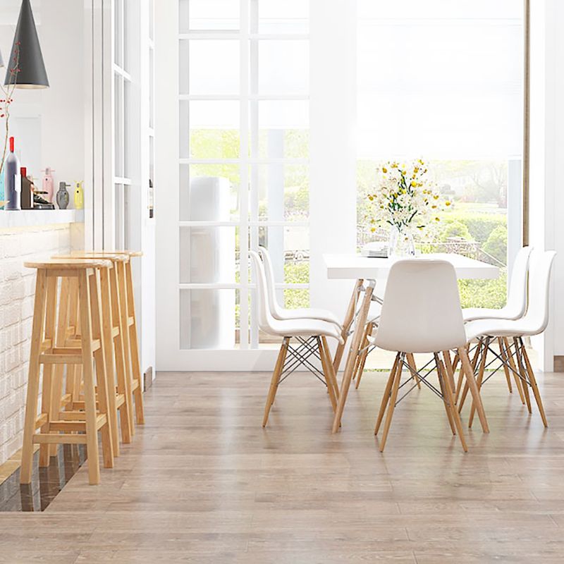 Contemporary Backless Rubberwood Stool Natural Footrest Barstool