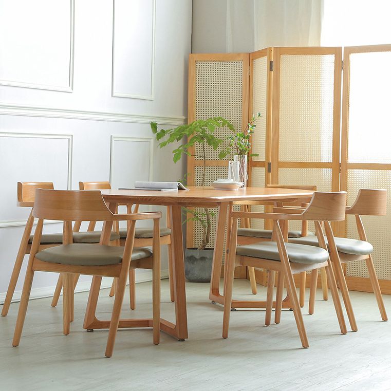 Contemporary Style Dinner Table Brown Oval Dining Table for Home Kitchen Dinner