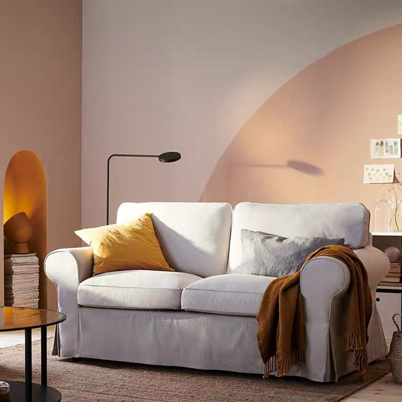Contemporary White Cushions Standard Rolled Arm 2-seater Sofa
