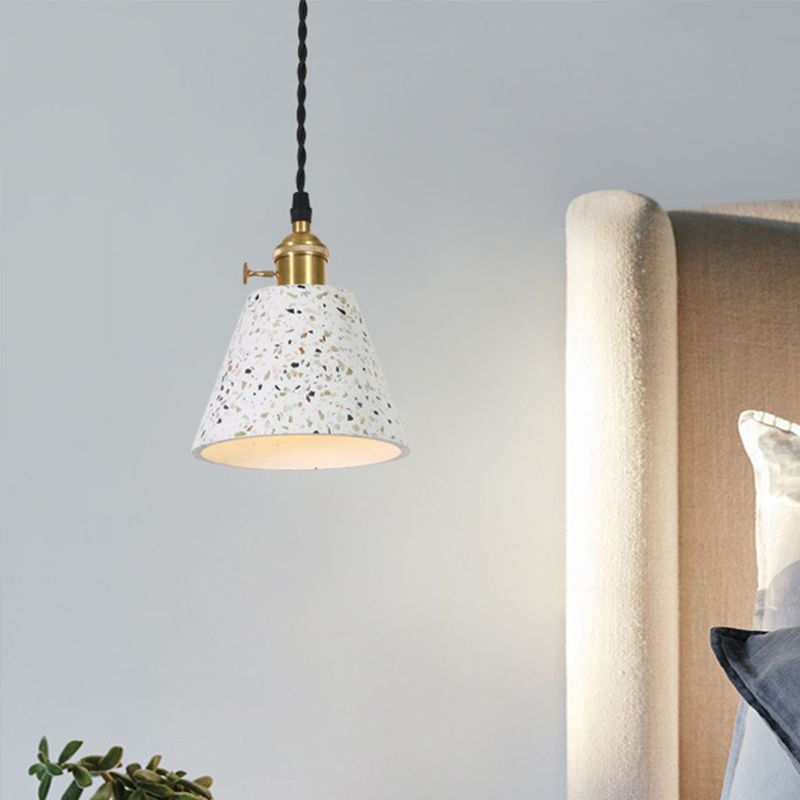 Nordique 1-Bulb Pendentif suspendu disque blanc / cône / cylindre Éclairage de suspension avec ombre en terrazzo