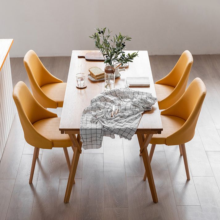 Scandinavian Beech Upholstered Side Chair Parsons Dining Chair for Home
