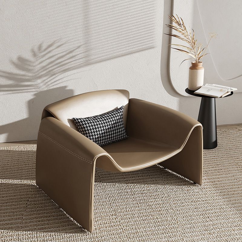 38.18" Wide Faux Leather Armchair Upholstered Pillow Back Accent Chair