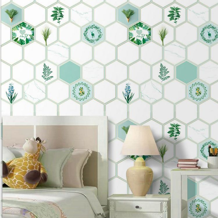 Modern Peel & Stick Field Tile Plastic Wallpaper for Backsplash Wall