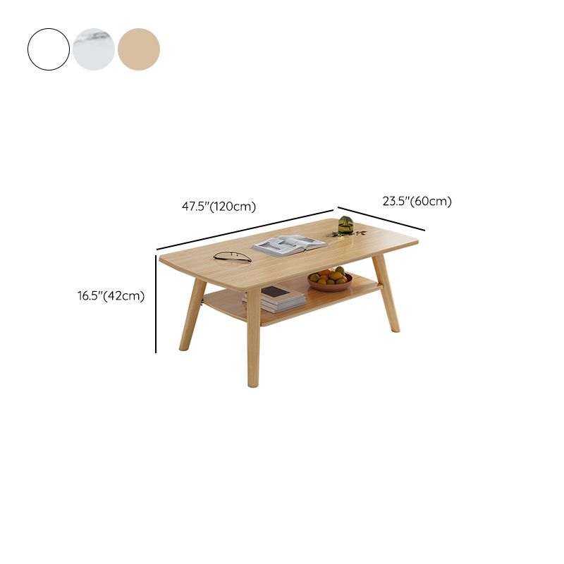 Modern 16.53" Tall R Wooden Coffee Table 4 Legs Cocktail Table with Shelf