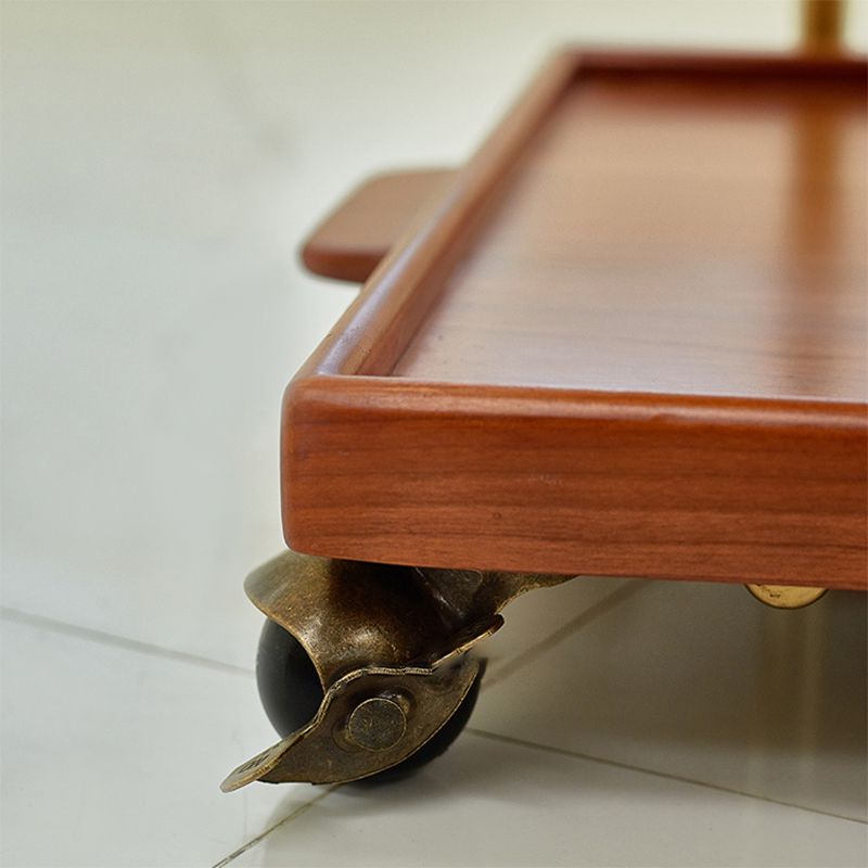 Solid Wood Sofa Side Accent Table with Shelf Rectangular Living Room Double Tier