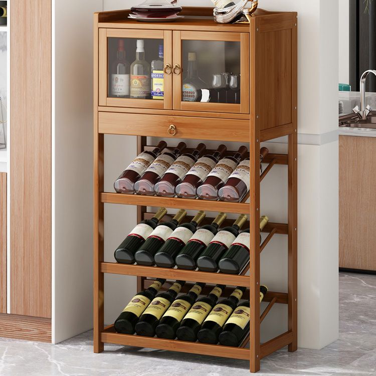 Modern Floor Wine Bottle Rack Wooden Brown Wine Bottle Rack for Home