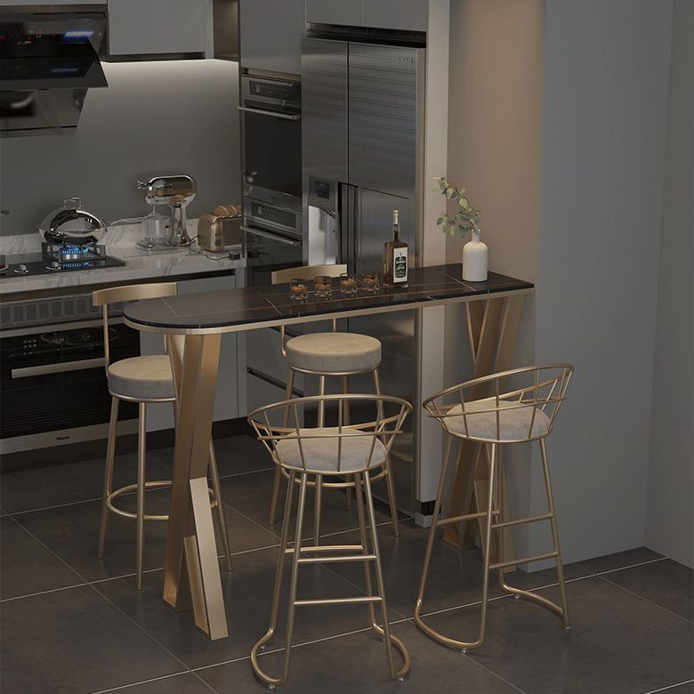 Contemporary Round Barstools Armless Bar Stool with Footrest