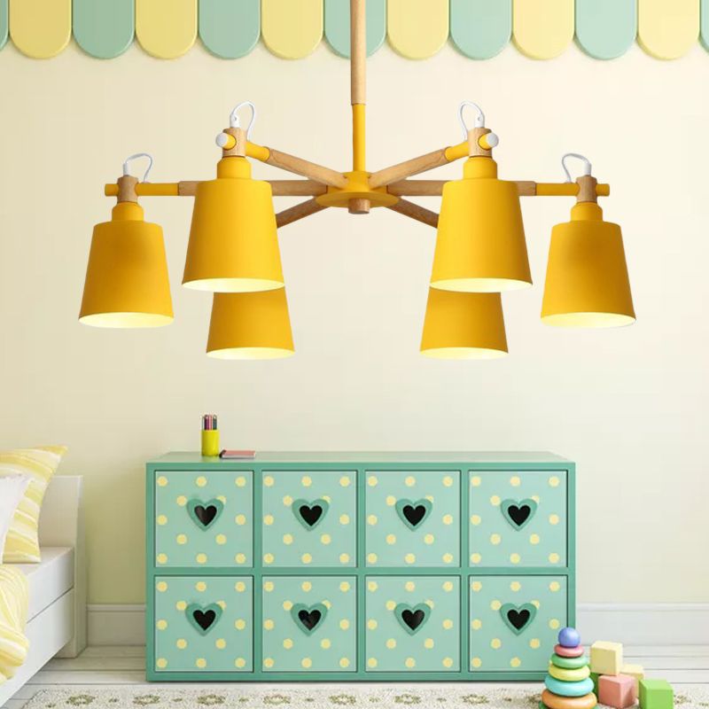 Macaroon Hanging Lamp Fixture Tapered Shade Metal Hanging Lights for Living Room