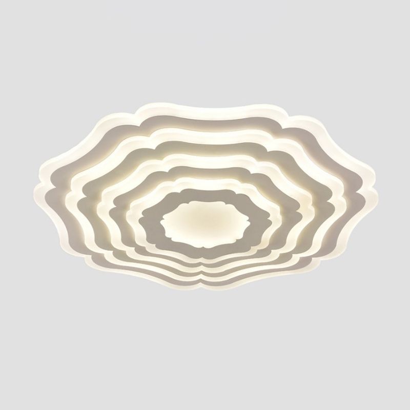 Schlichter Stil, Ripple-Unterputzleuchte, Schlafzimmer-LED-Deckenleuchte aus Acryl in Weiß