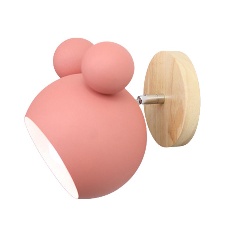 Macaron Wall Lamp 1-Light Wall Mount Lamp with Wood for Kid's Room