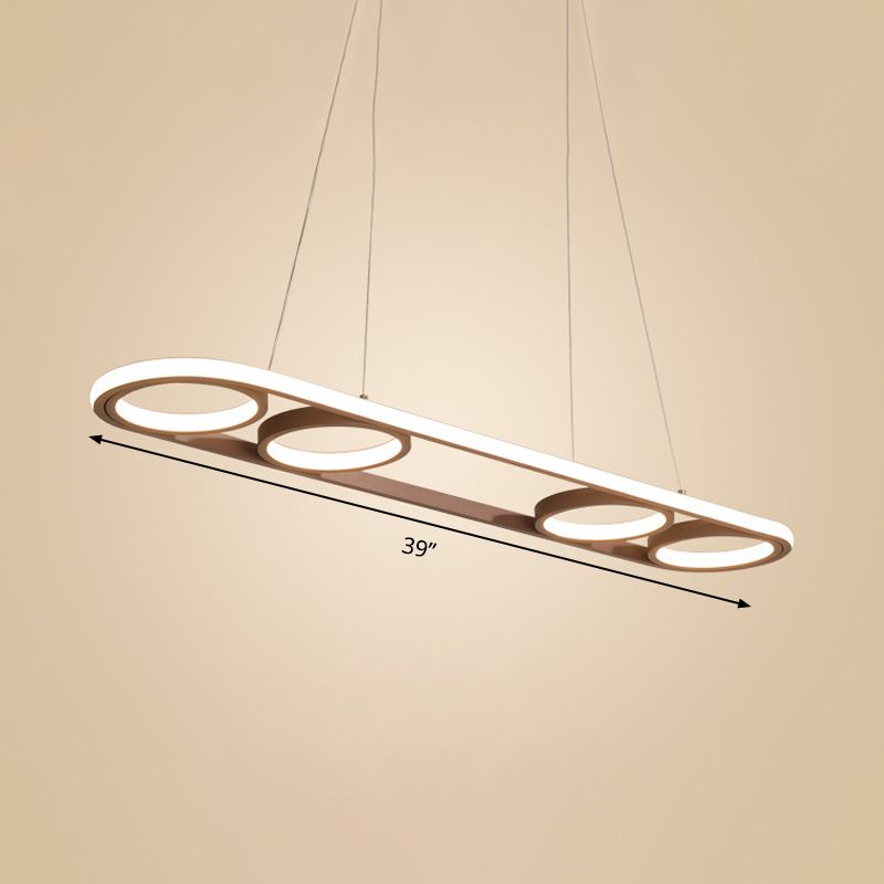39 "/ 47" de large île métallique ovale Éclairage de plafond de café simple Plafond LED Light en lumière chaude / blanche