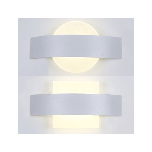 Runde/quadratische Acryl -Wandleuchte -Leuchte zeitgenössische LED Schwarz/Weiß -Finish -Wandlampe mit Metallrückenplatte in weißer/warmer Beleuchtung