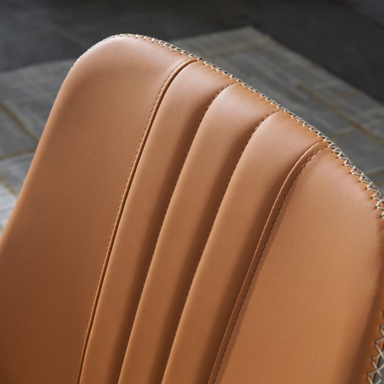 Sillas de comedor de cuero sin brazos de metal contemporáneo para uso en restaurantes (juego de 2)