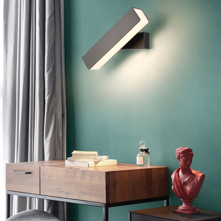 Rectangular Aluminium Rotatable Wall Sconce in Modern Concise Style Wrought Iron Wall Light with Acrylic Shade