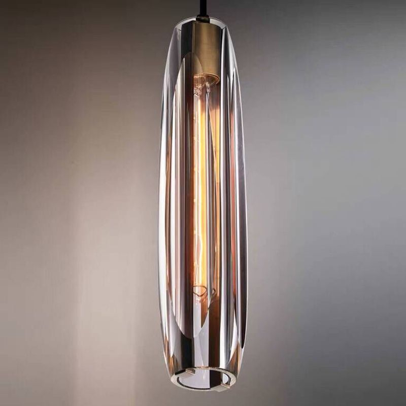 15.3 "Lengte K9 Kristallen Hanglicht Postmoderne stijl Brass Simplicity Lighting Fixture in rookgrijs voor eetkamer