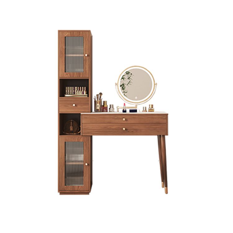 Modern Solid Wood Table Makeup Vanity with Drawers for Bedroom