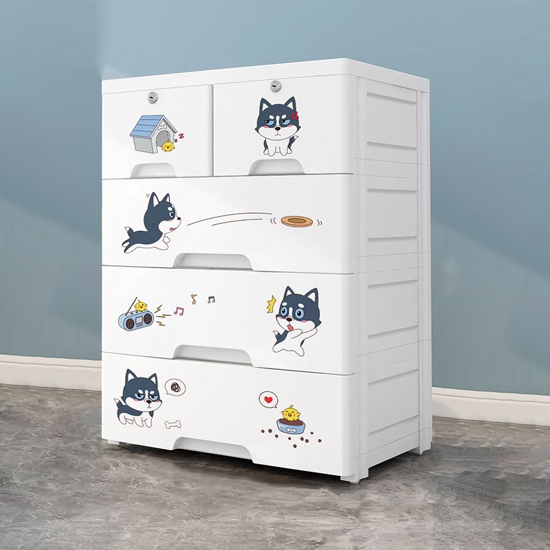 Contemporary Wardrobe White Color Plastic Wardrobe Closet with Drawers