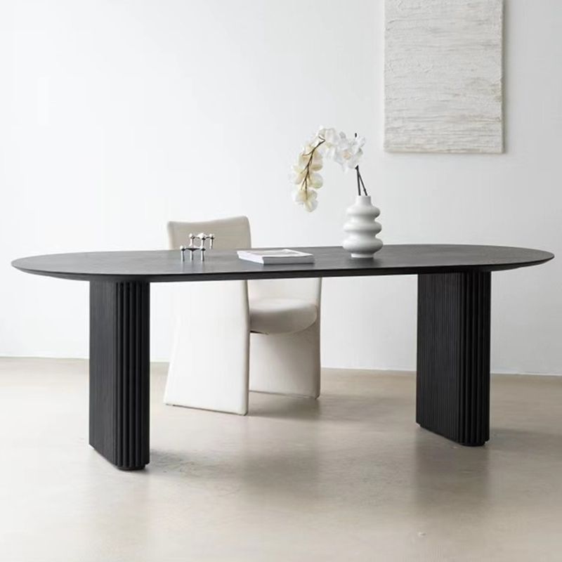 Black Pine Wood Dining Table Contemporary Style Dining Room Table