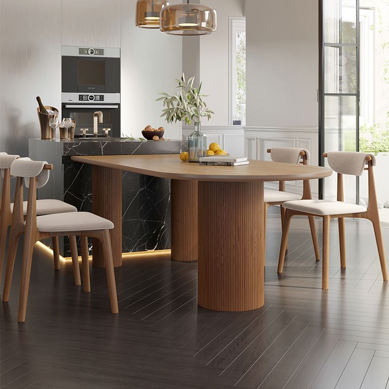 Massivholz zeitgenössischer Freiform Tisch Holz Top Esstisch für Esszimmer