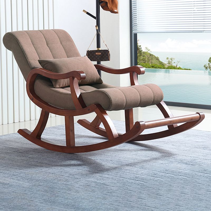 Modern Rocker Upholstered Button-Tufted with Gray Frame Rocking Chair(without Pillow)