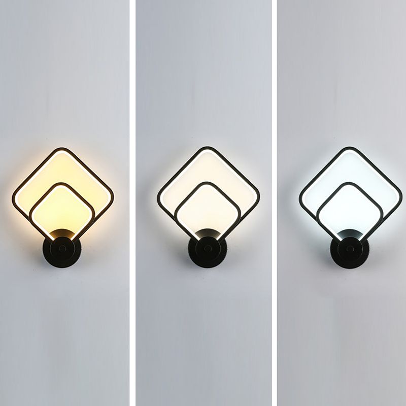 Modernista Doble cuadrado cuadrado LED LED Minimalismo Luz de pared Montada para comedor