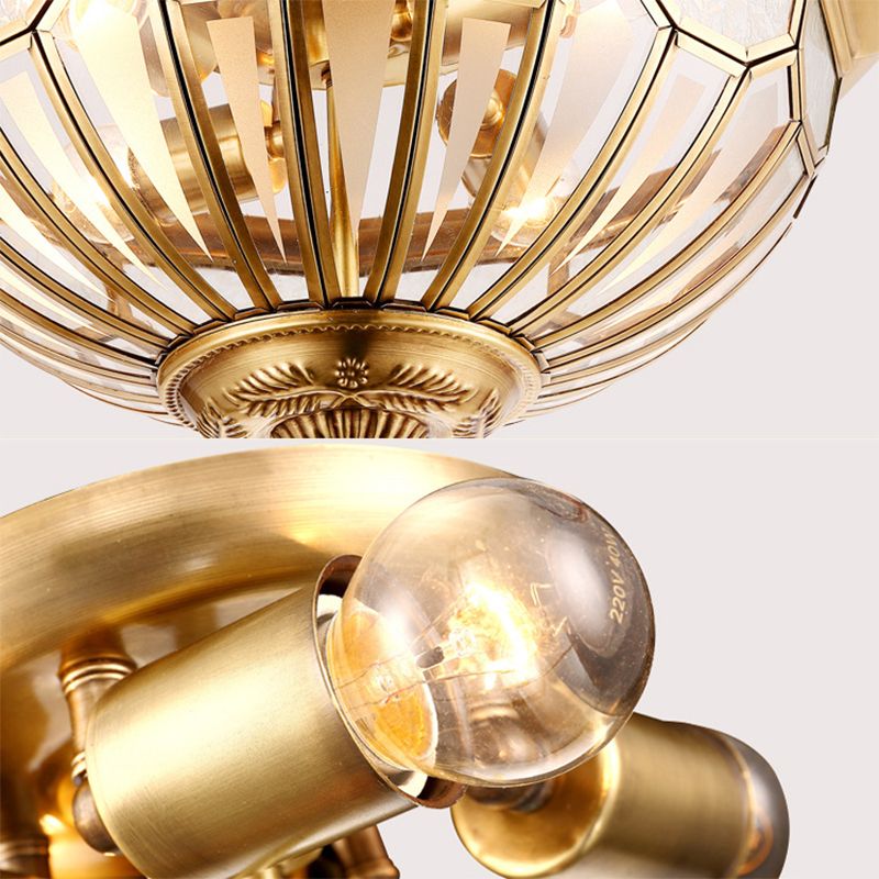 Brass Flush Ceiling Light Fixture Classic Glass Faceted Flush Mount Ceiling Fixture