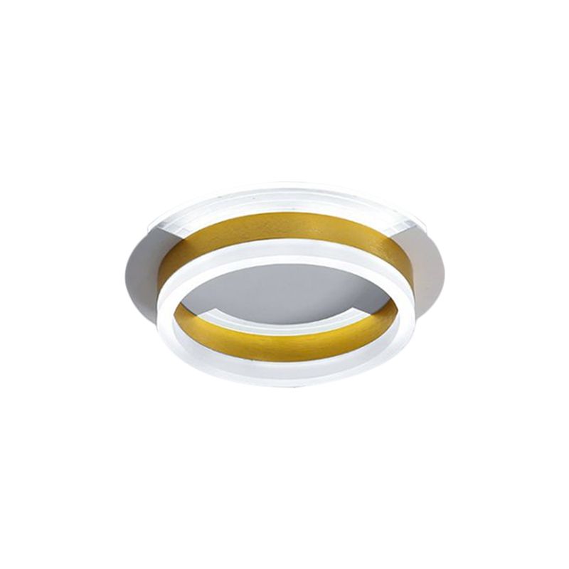 Circular Corridor Ceiling Fixture Metallic LED Contemporary Flushmount Lighting in Gold, Warm/White Light