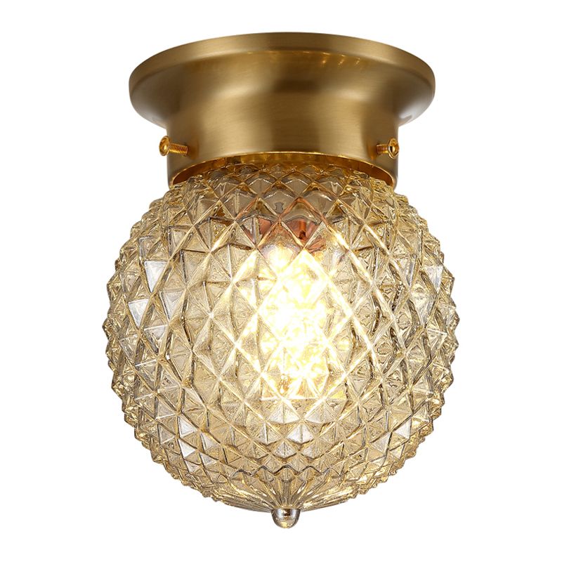 Glass Ceiling Light Fixture Simplistic Gold Round Aisle Ceiling Fixture