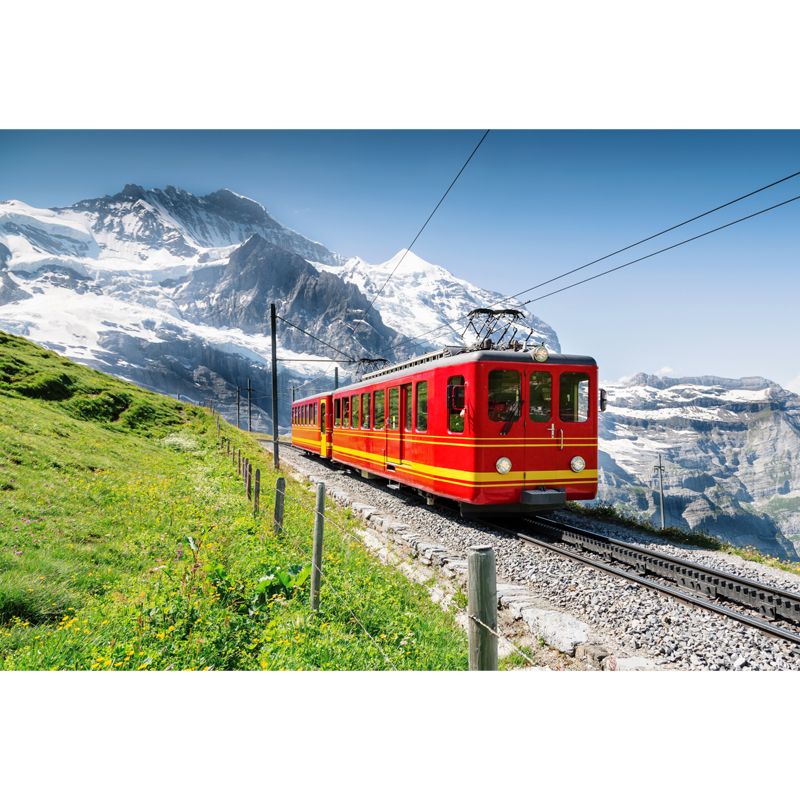 Onrushing Train Mural Decal Light Color Industrial Wall Covering for Living Room