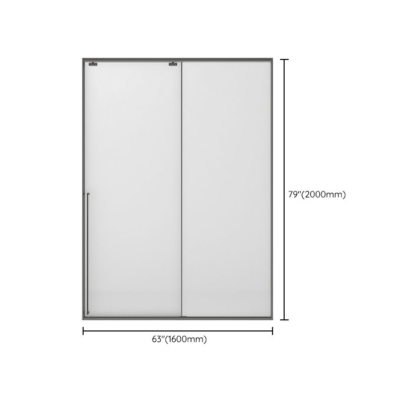 Gray Semi Frameless Narrow Bezel Single Sliding Glass Shower Door